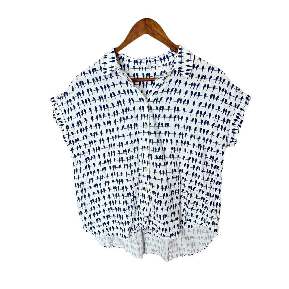 Jane + Delancey Bird Pr Boho Blouse M Flowy Vintage Y2K Cottagecore Whimsi Fairy